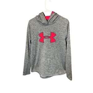 Under Armour Pink Amd Grey Heathered Cold Gear Pullover Hoodie Size M